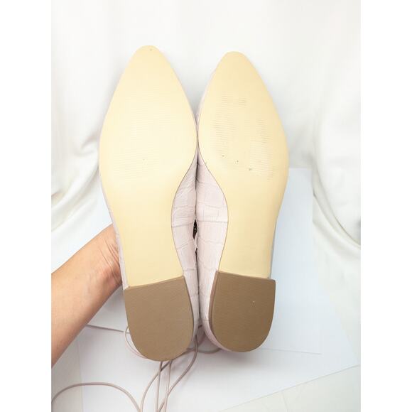 Talbots Ankle-Strap Flats Women 8 Baby Pink Embossed Leather Coquette Barbiecore - Picture 8 of 8